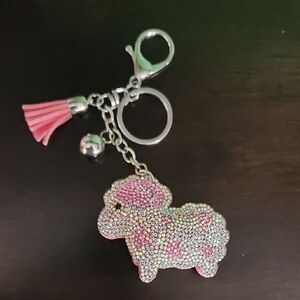 Sparkling Sheep Keychain with Pink Tassel